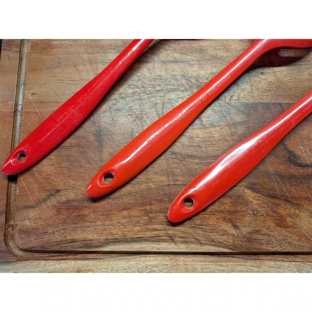 Vibrant Red Melamine Kitchen Utensil Set Slotted Spoons and Turner 3 Piece‎